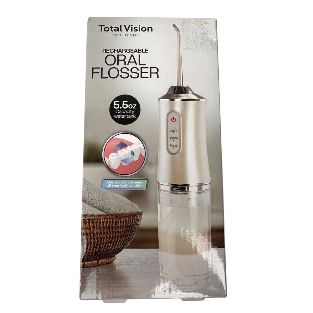 Total Vision Rechargeable Oral Flosser 5.5oz Water Tank Dental USB Waterproof